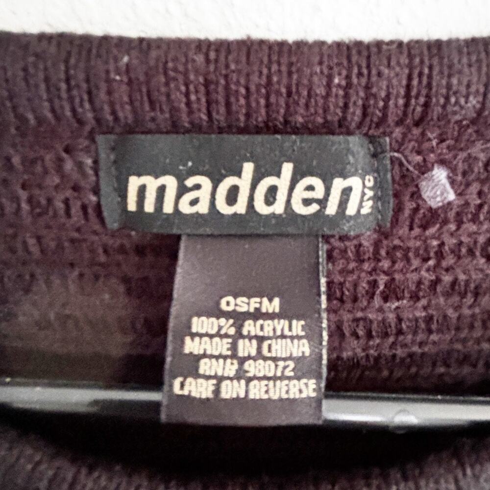 Madden One Size Black Sweater Poncho Braided Shoulder Front Pockets Cozy Staple - Picture 3 of 12